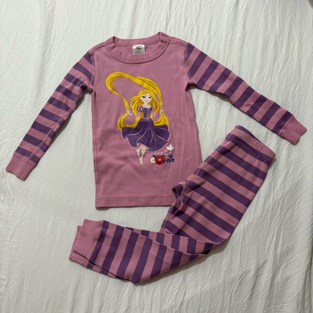 Hanna Andersson Tangled Stripes Princess Disney Kids Pajamas Cotton Size 4